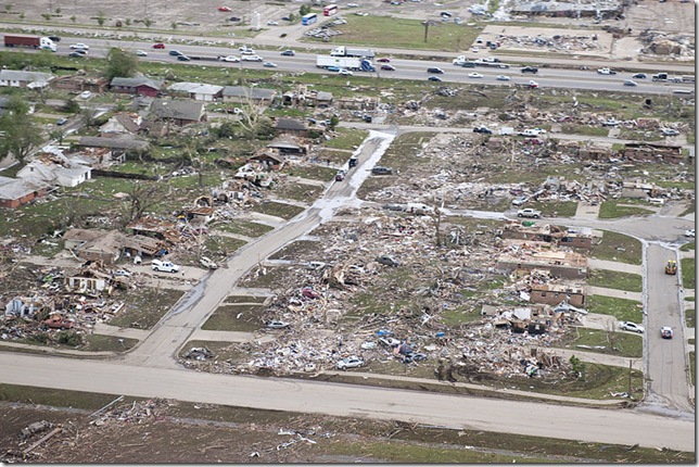 Tornado damage in Moore, Okla., on May 21. (Oklahoma National Guard)