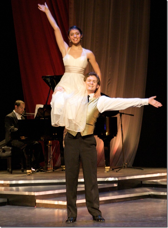 Valentina Villamizar and Matthew Morrell in Side by Side by Sondheim; the pianist is Paul Reekie. 