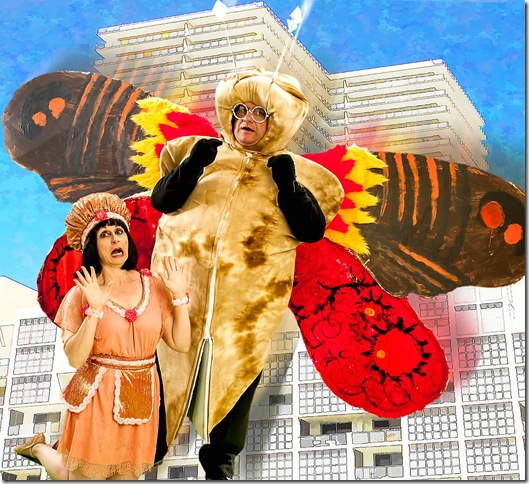 Irene Adjan and Ken Clement in Mothra vs. The Casting Agent: An Allegory, at City Theatre’s Summer Shorts. (Photo by George Schiavone) 