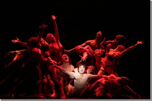 Matthew James Thomas and the cast of Pippin. (Photo by Joan Marcus)