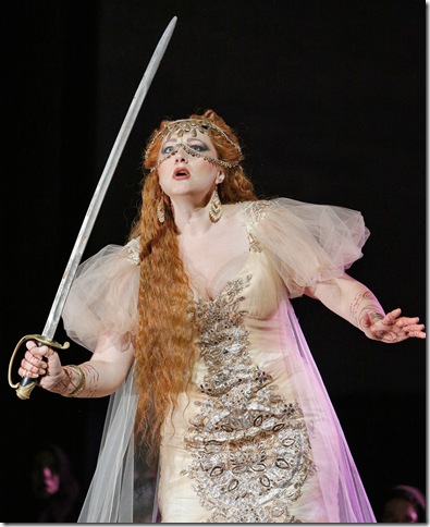 Maria Litke as Cassandra in Oresteia. (Photo by Cory Weaver)