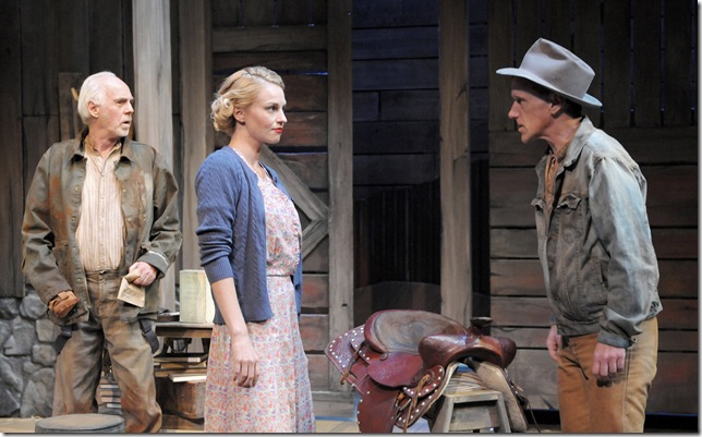 Dennis Creaghan, Betsy Graver and John Leonard Thompson in Of Mice and Men. (Photo by Alicia Donelan)