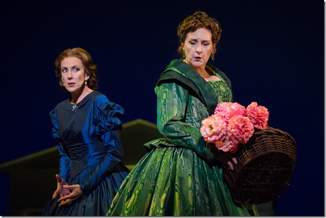 Rayanne Dupuis and Lauren Flanigan in Mourning Becomes Electra. (Photo by Justin Namon / Florida Grand Opera)