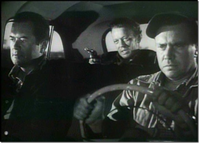 Edmond O’Brien, William Talman and Frank Lovejoy in The Hitch-Hiker (1953).