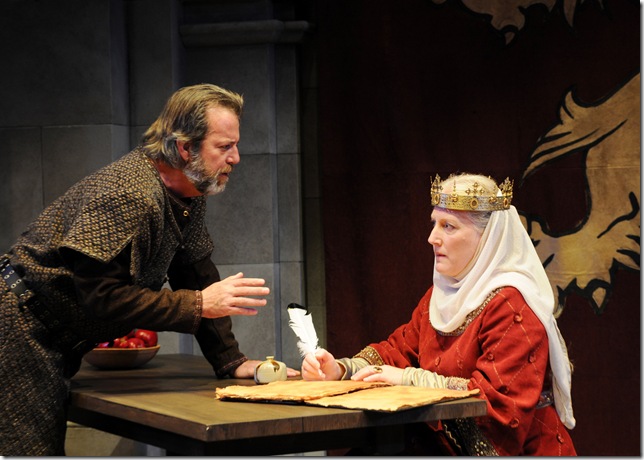 C. David Johnson as King Henry II and Tod Randolph as Queen Eleanor of Aquitaine in The Lion in Winter, at Palm Beach Dramaworks. (Photo by Alicia Donelan)