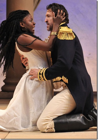 Joaquino Kalakango and Jonathan Cake in “Antony and Cleopatra.”
