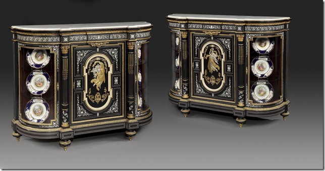 Ebony cabinets inlaid with ivory (c. 1860), by Henri Picard. 