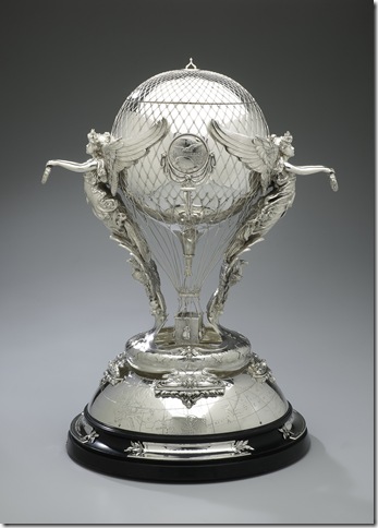 Aeronautical trophy (1907), by Black, Starr & Frost. Balloonist Alan Hawley received it in 1910 for his two-day balloon flight from St. Louis to Quebec.