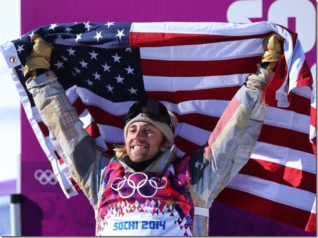 Sage Kotsenburg celebrates at Sochi. (Olympics Committee)
