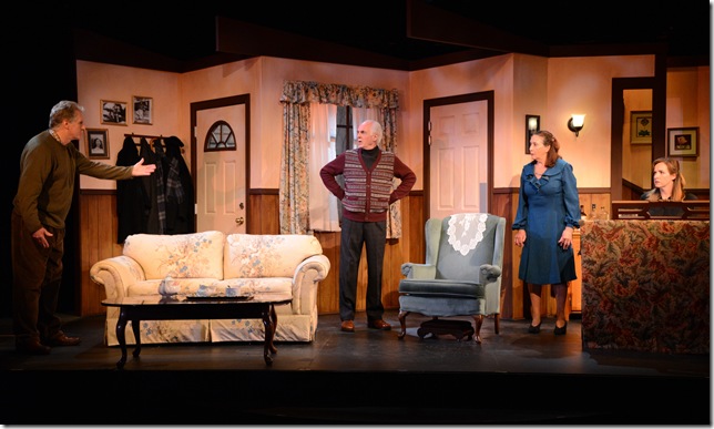 Paul O’Brien, Dennis Creaghan, Sandra Shipley and Erin Joy Schmidt in “Fighting Over Beverley.” (Photo by Amy Pasquantonio)