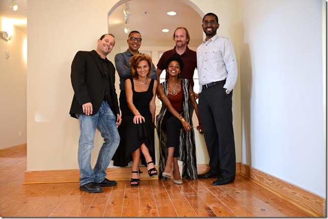 The BaCA-Creative City Collaborative team. Standing, from left: Mark Kirschenbaum, Drew Tucker, Alan Stewart and James Ulysse. Seated, from left: Alyona Ushe and Nicole Escalera. (Photo by Amy Pasquantonio)