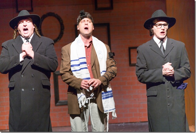 From left, Tom Bengston, Patrick Wilkinson and Christian Vandepas in “The God of Isaac” at Broward Stage Door Theater.