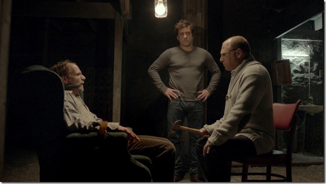 Rotem Keinan, Lior Ashkenazi and Tzahi Grad in “Big Bad Wolves.” (2013)