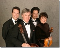 The Bergonzi String Quartet: Scott Flavin, Ross Harbaugh, Glenn Basham and Pamela McConnell.
