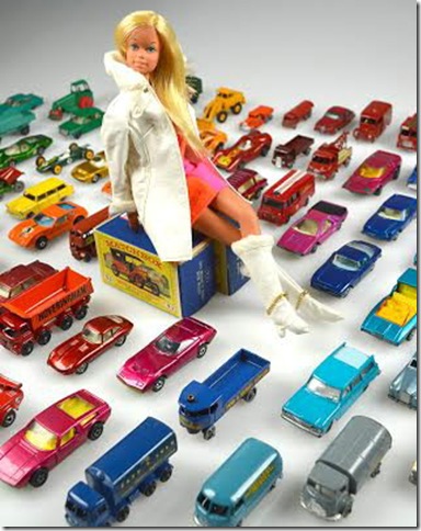 Barbie and the cars.