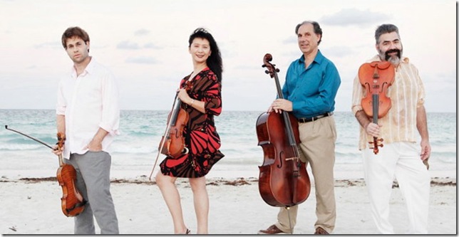 The Delray String Quartet, from left: Tomás Cotik, Mei Mei Luo, Claudio Jaffé, and Richard Fleischman.