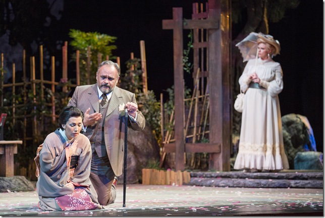 Caitlin McKechney, Todd Thomas and Hailey Clark in “Madama Butterfly,” at Florida Grand Opera. (Photo by Rod Millington)