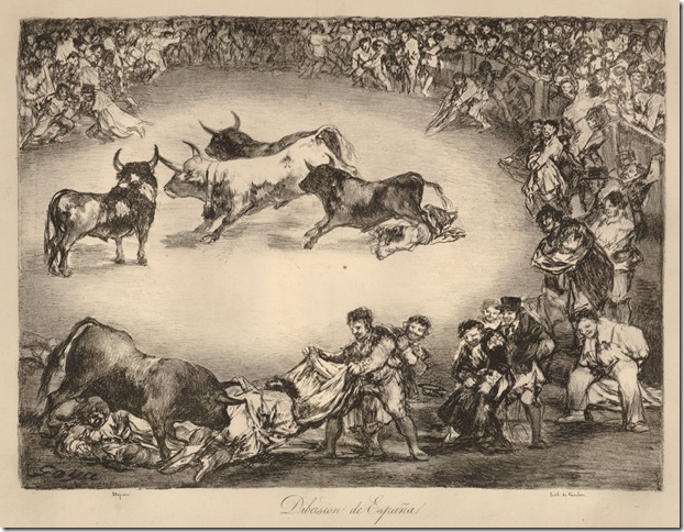 Spanish Entertainment from the Bulls of Bordeaux (1825), by Francisco Goya. 