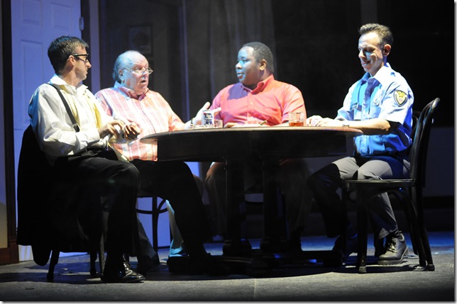 From left, Richard Thomas, Howie Orlick, Emmanuel Oliver and Miles Kammerman in the Lake Worth Playhouse production of Neil Simon’s “The Odd Couple.”