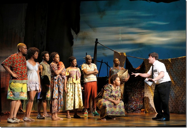 A scene from “The Book of Mormon.” (Photo by Joan Marcus)