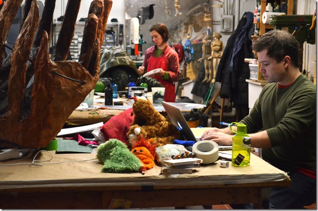 At work in The Puppet Kitchen.