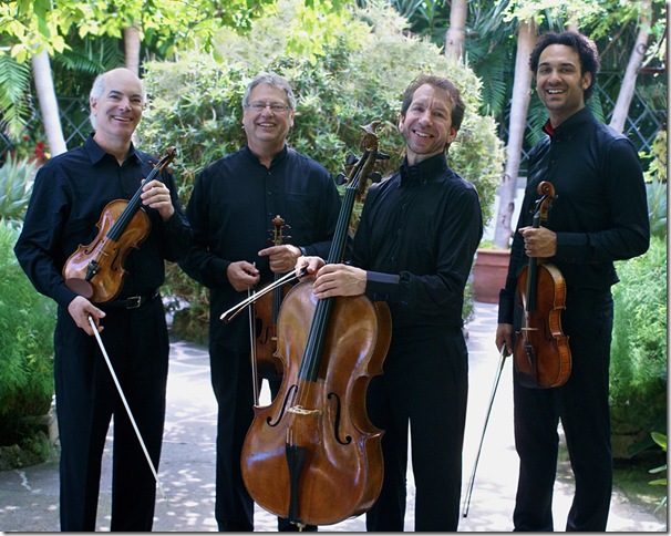 The Fine Arts Quartet, from left: Ralph Evans, Efim Boico, Robert Cohen and Juan-Miguel Hernandez. (Photo by Robert Devers)        
