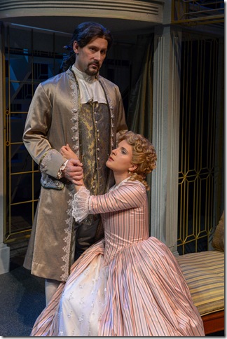 Jim Ballard and Katie Fabel in “Les Liaisons Dangereuses.” (Photo by Alicia Donelan)