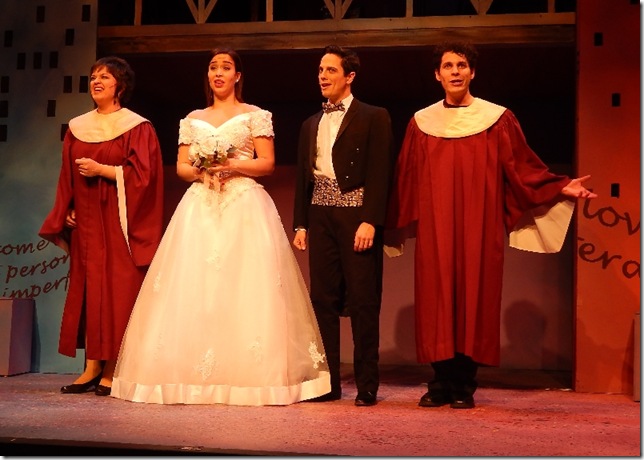 From left: Jill Taylor Anthony, Shenise Nunez, Brad Rakushin and Michael Linden in “I Love You, You’re Perfect, Now Change” at the Stage Door Theater. (Photo courtesy of Stage Door Theater)