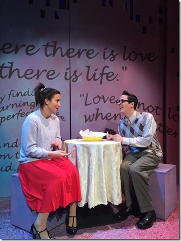 Shenise Nunez and Brad Rakushin in “I Love You, You’re Perfect, Now Change” at the Stage Door Theater. (Photo courtesy of Stage Door Theater)