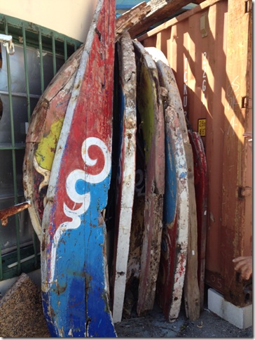 Antique hand-painter rudders from Borneo, at Culpepper Nautical.