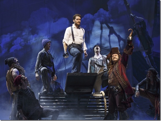 Matthew Morrison as J.M. Barrie and Kelsey Grammer as Captain Hook in “Finding Neverland.” (Photo by Carol Rosegg)