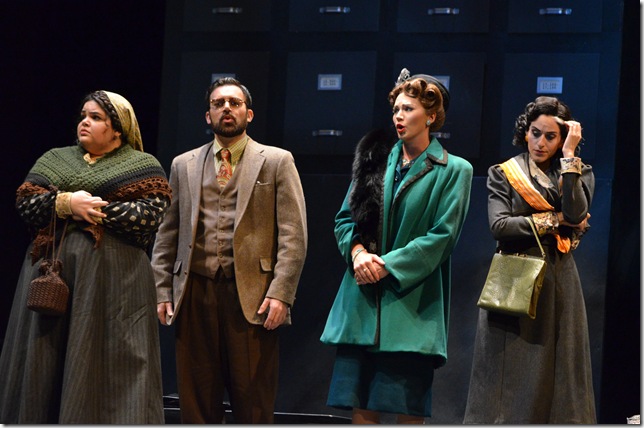 From left: Betsy Diaz, Chance Eakin, Kirsten Scott and Rebecca Henriques in “The Consul.” (Photo by Brittany Mazzurco)