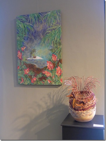 Works by Adrienne Hetherington (left) and Bonnie Bruner, at the Lighthouse ArtCenter. (Photo by Annelise Hillman)