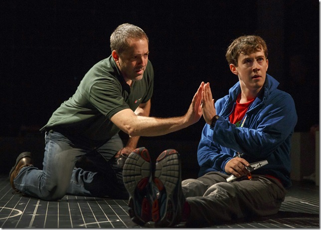 Ian Barford and Alex Sharp in “The Curious Incident of the Dog in the Night-Time.” (Photo by Joan Marcus)