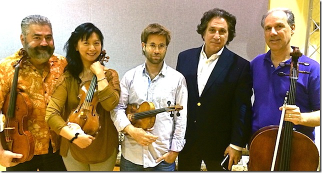 From left: Richard Fleischman, Mei Mei Luo, Tomas Cotik, Richard Danielpour and Claudio Jaffe. (From Facebook)