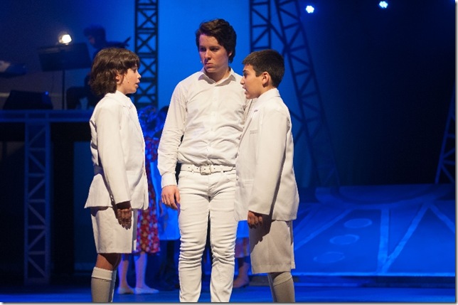 From left: Ronan Tucciarone, Jason Ziev and Matthew Weinstein, the three actors who portray the title character in “Tommy.” (Photo by Amanda Roy).