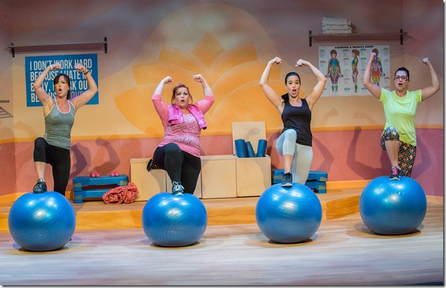 From left, Katie Angell Thomas, Angela Thomas, Shenise Nunez and Stephanie Genovese in “Waist Watchers, the Musical” at Broward Stage Door Theatre. (Photo by George Wentzler)
