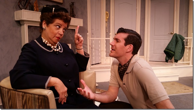 Barbara Feldman and Eric Schultz in “Come Blow Your Horn,” playing through Sunday at the Delray Beach Playhouse.