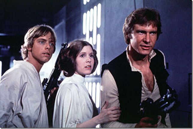 Mark Hamill, Carrie Fisher and Harrison Ford in 