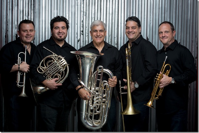 Boston Brass, from left: Jose Sibaja, Chris Castellanos, Sam Pilafian, Domingo Pagliuca and Jeff Conner.