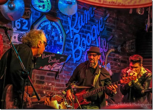 Bob Margolin, Mark Telesca and Bob Corritore at the Rum Boogie Cafe in Memphis. (Photo by Jay Skolnick)