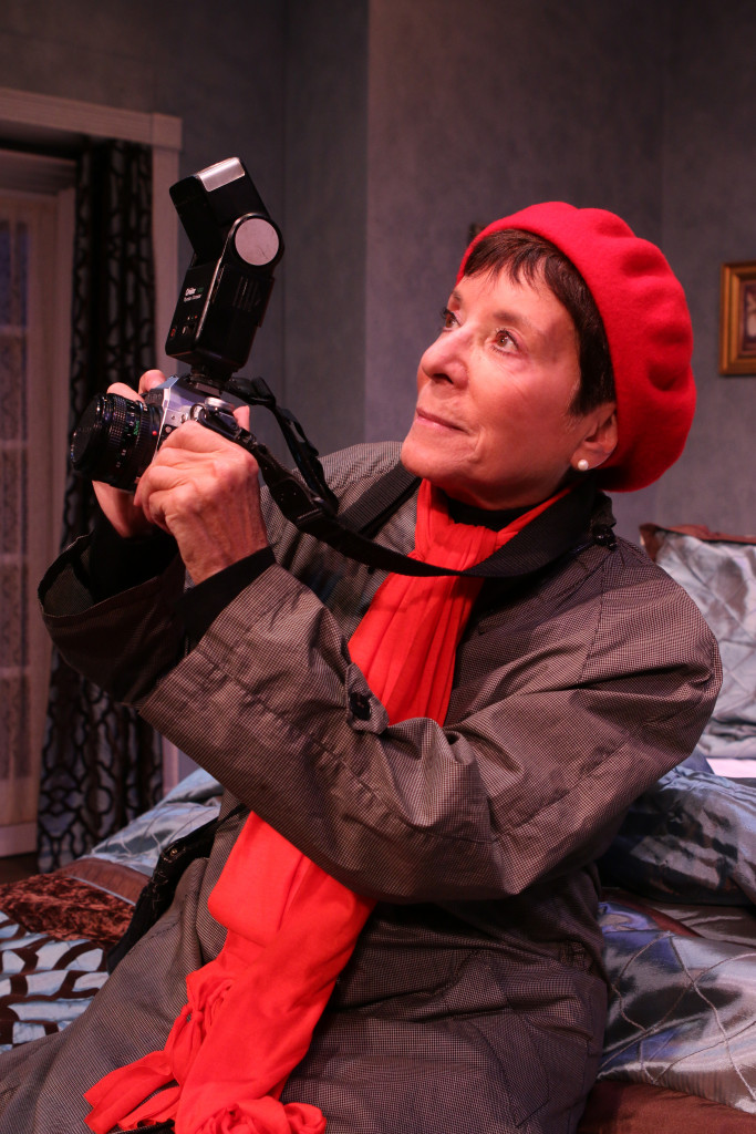 Mitzi Feinn plays Betty Morrison, an investigative reporter for “The National Intruder” in The Sensuous Senator at the Delray Beach Playhouse. 