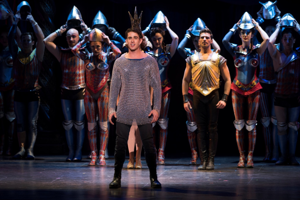 Sam Lips in the revival of Pippin. (Photo by Martha Rial)