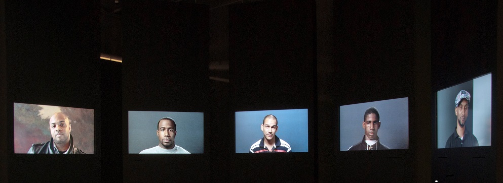 Question Bridge: Black Males (2012), as seen at the Jack Shainman Gallery in New York.