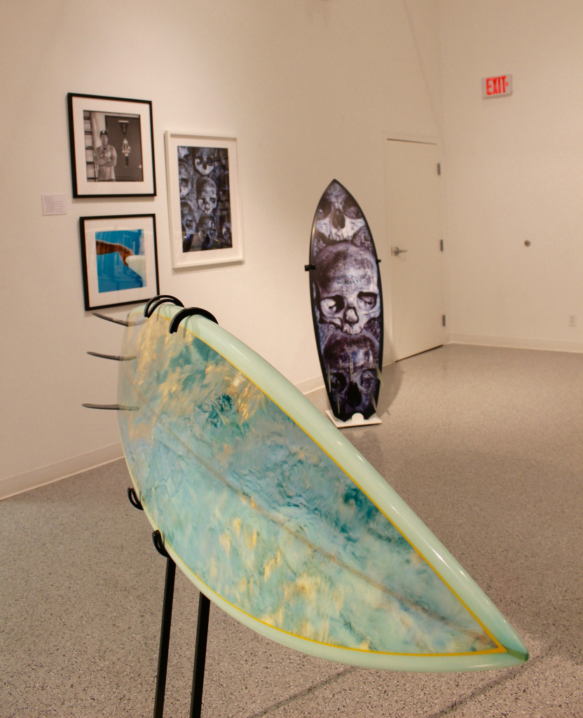 Two of the surfboards in the exhibition.